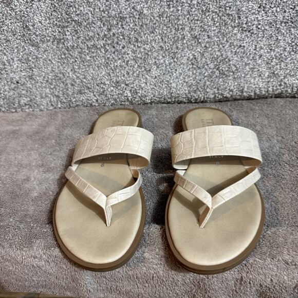 Italian Shoemakers Sandals Womens Size 8 Minimalist Chic Faux Croc Slip On - Picture 3 of 8